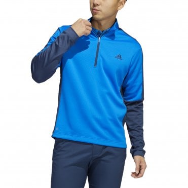 adidas Colorblock Quarter-Zip Pullover - blue rush