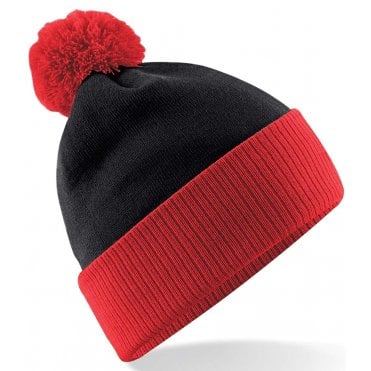 Beechfield Snowstar Duo Two-Tone Beanie - Black/ Red