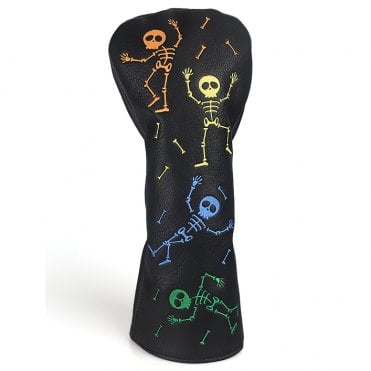 Black Playful Skeleton PU Leather Driver Novelty Headcover