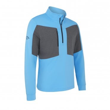 Callaway AQUAPEL 1/2 ZIP MIXED MEDIA - MALIBU BLUE/CAVIAR