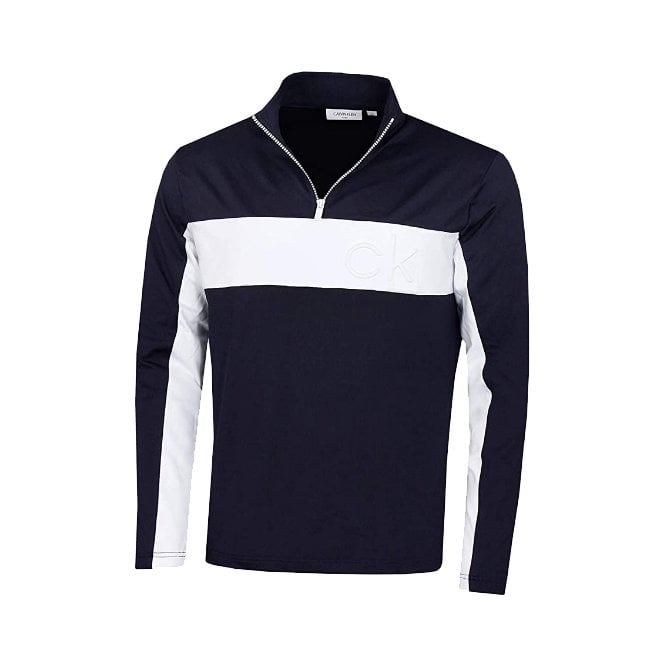 Calvin Klein  EMBOSSED HALF ZIP - NAVY/WHITE