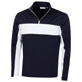 Calvin Klein EMBOSSED HALF ZIP - NAVY/WHITE