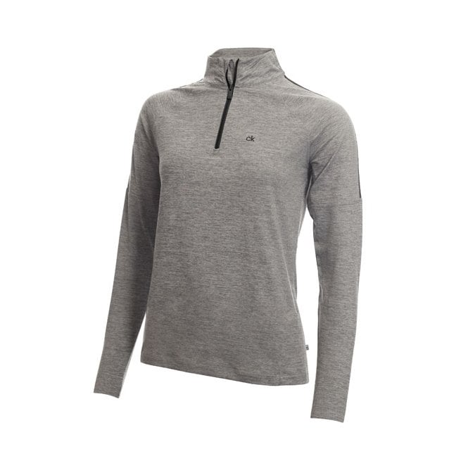 Calvin Klein  KAHN ZIP NECK TOP - SILVER MARL