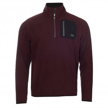 Calvin Klein PLANET FLEECE HALF ZIP BURGUNDY
