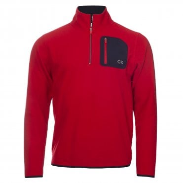 Calvin Klein PLANET FLEECE HALF ZIP RED