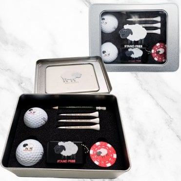 Personalised Custom Golf Gift Set Tin - Tees, balls, groove cleaner, ball marker - Large