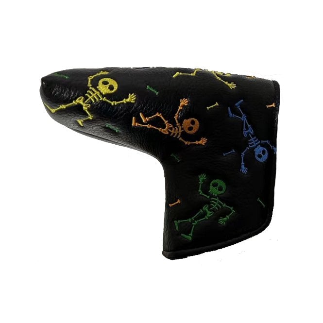 Gamola Golf Black Playful Skeleton PU Leather Blade Putter Headcover