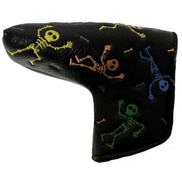 Black Playful Skeleton PU Leather Blade Putter Headcover