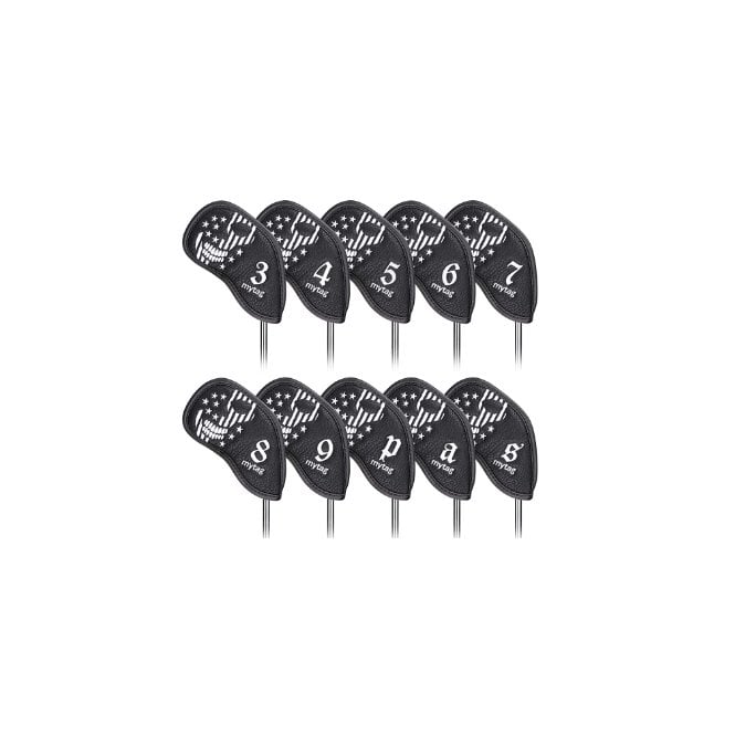 Gamola Golf Mytag Black Skulls Iron Covers 10pc (3-9,P,A,S) PU Leather