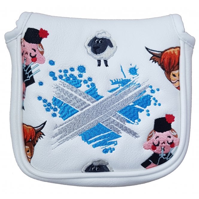 Gamola Golf Scotland White Mallet Putter Cover - St Andrews, Highland Cow