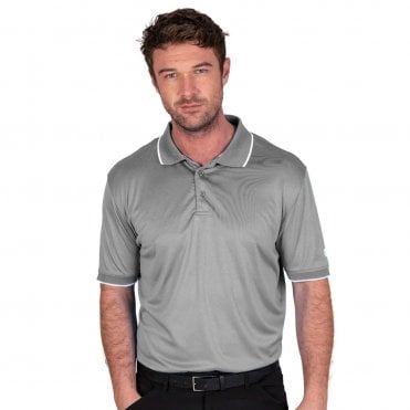 ISLAND GREEN -Men Performance Polo SILVER GREY