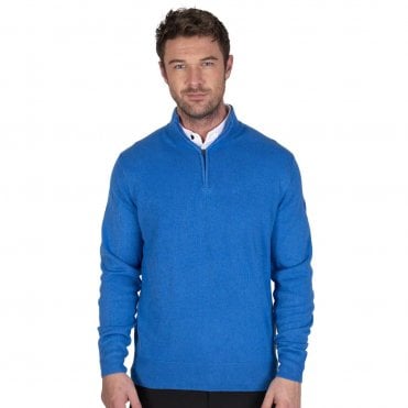 Island Green Mens Zip neck Knit Jumper - Marine