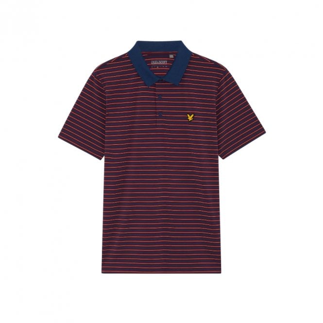 Lyle & Scott Golf Striped Polo - Plum / White