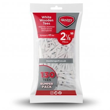 Masters (55mm) Bag of 130 Wooden White Golf Tees
