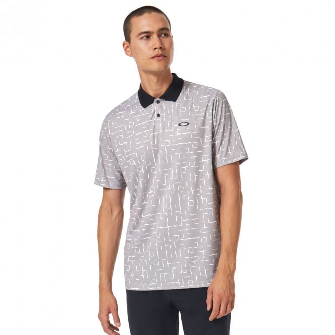 Oakley  DIVISIONAL PRINT POLO - GEOMETRIC GRADIENT GRAY