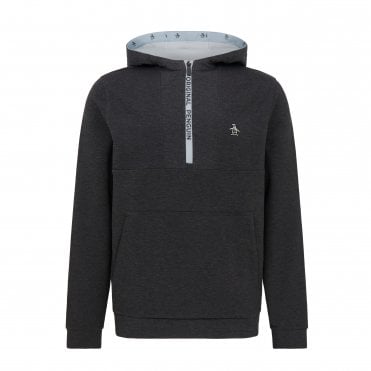 ORIGINAL PENGUIN 1/4 Zip Performance Hoodie CAVIAR HTR
