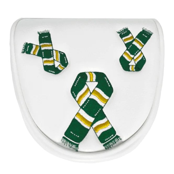 PRG Golf Football Scarf Green/Yellow/White Headcover - Mallet Putter