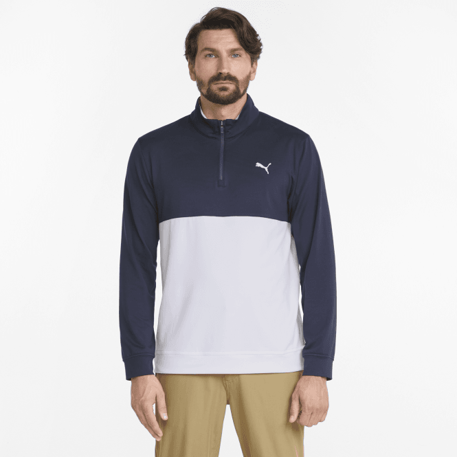Puma  Gamer Colorblock 1/4 Zip NAVY/WHITE