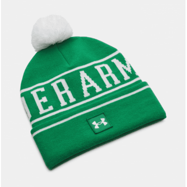 Under Armour Halftime Pom Beanie Team Kelly Green/White OSFM
