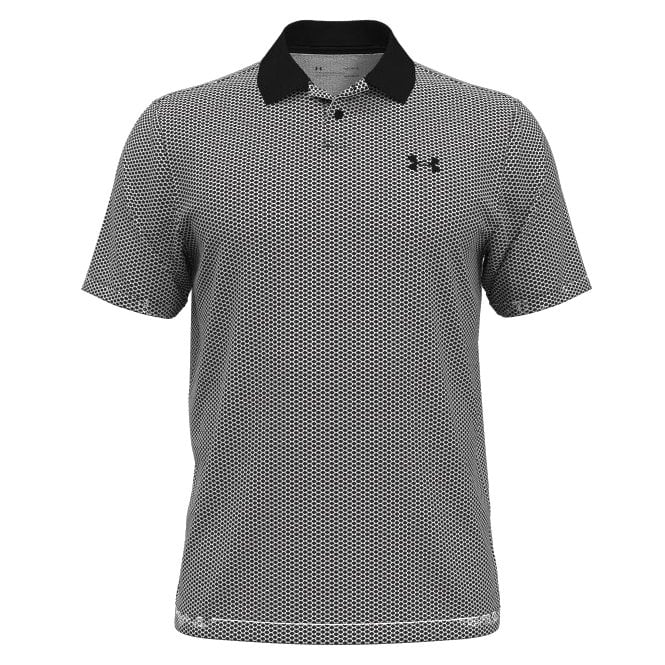 Under Armour  Mens Perf 3.0 Printed Polo Black/White/Black