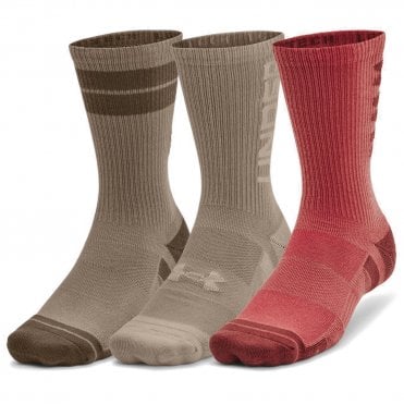 Under Armour Perf Tech Nov 3pk Crew Socks Sedona Red
