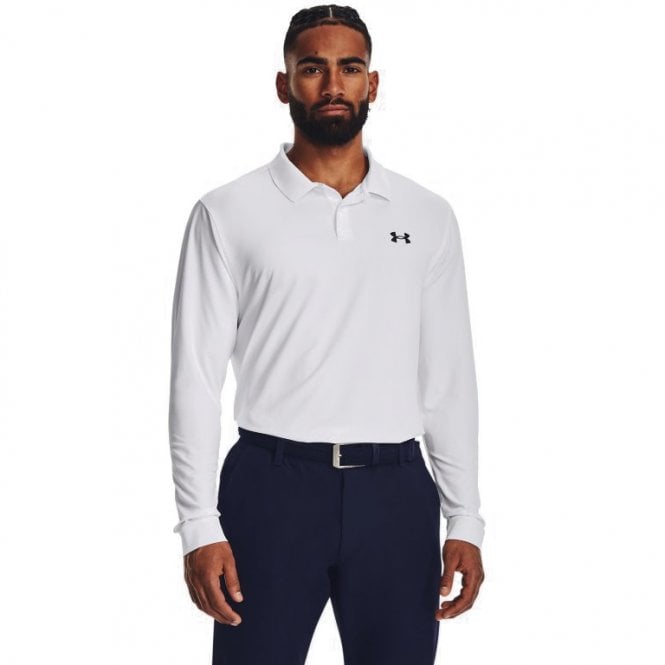 Under Armour  Performance 3.0 LS Polo White/Pitch Gray