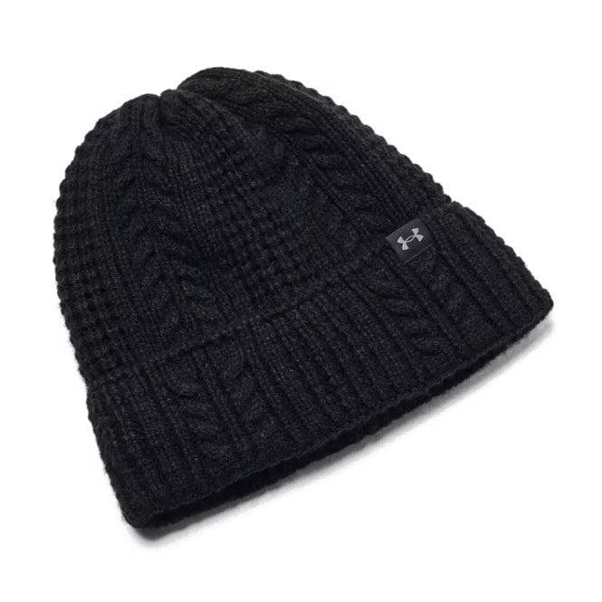 Under Armour  W Halftime Cable Knit Beanie Black/CASTLEROCK