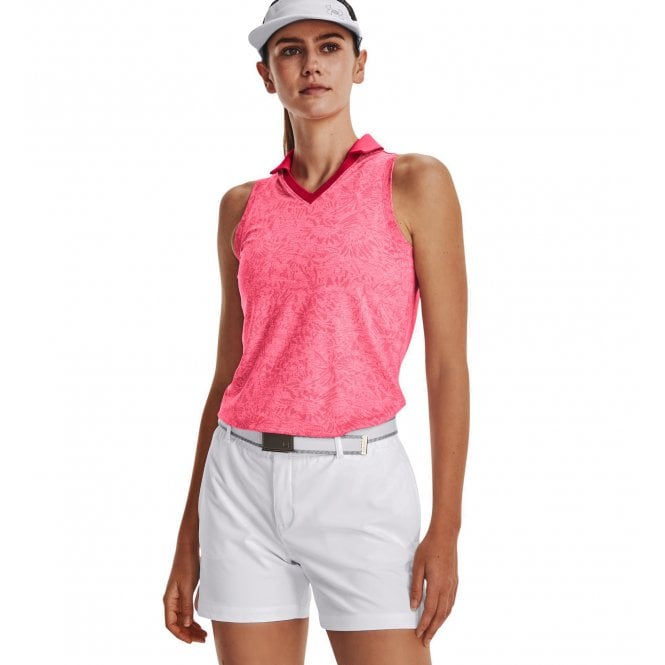 Under Armour  Womens Playoff Floral Sleeveless Polo Pink